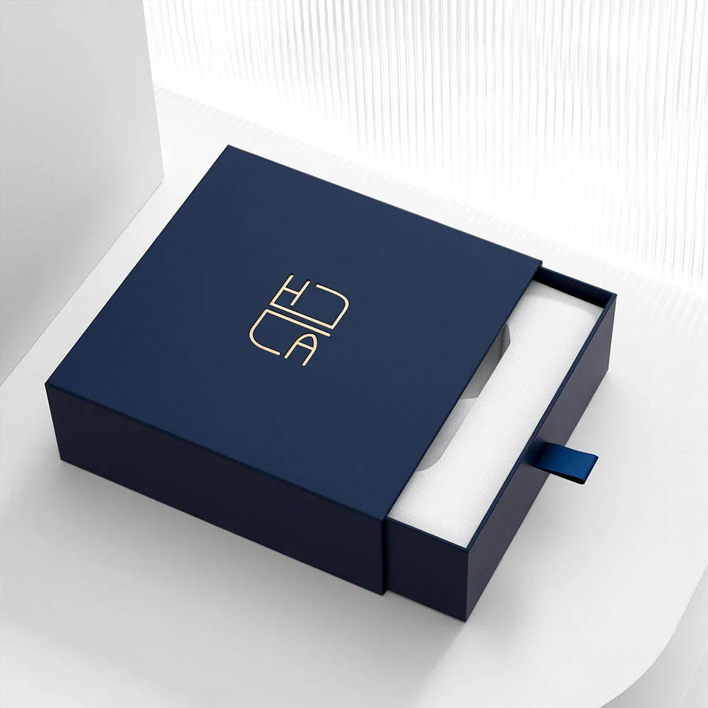 Cardboard Rigid Drawer Box - grey chipboard gift box