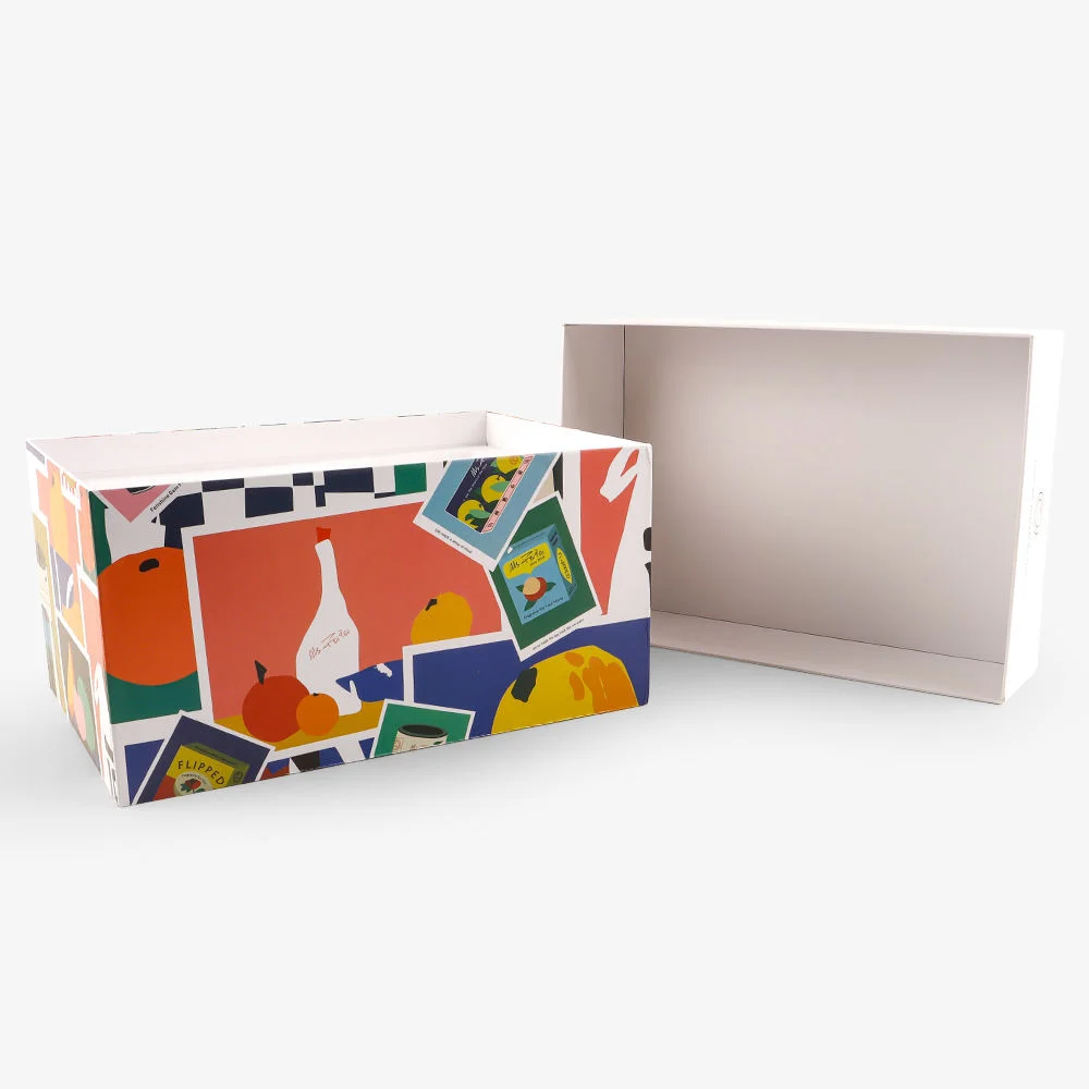 Partial Cover Two-Piece Box - grey chipboard gift box