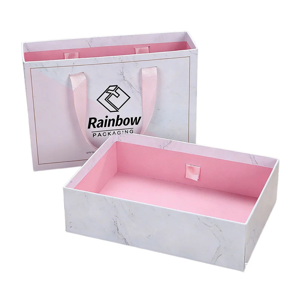 Ribbon Drawer Box - grey chipboard gift box